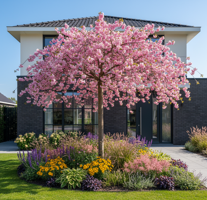 Treurvorm sierkers - Prunus serrulata 'Kiku-shidare' na enkele jaren