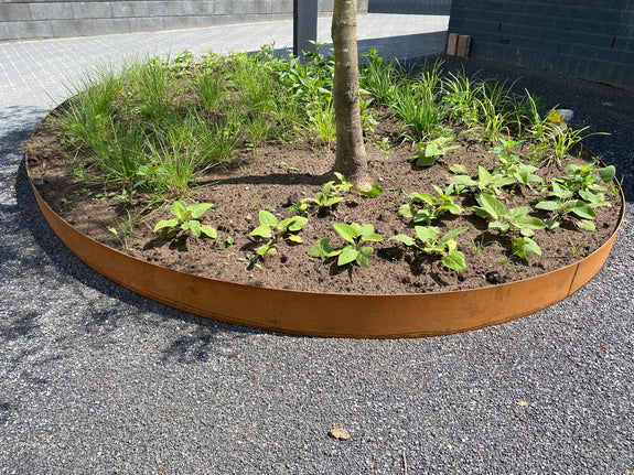 Cortenstahl-Randkante flexibel 106 cm Streifen Höhe 24 cm Wovar