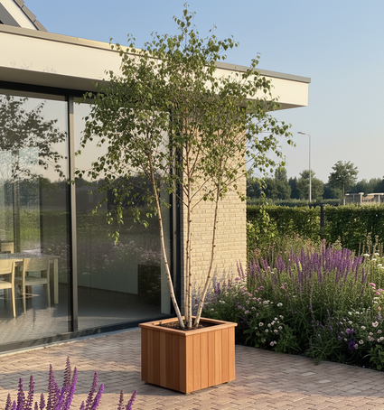 Quadratischer Pflanzkübel FSC Hartholz 50x50x50 cm