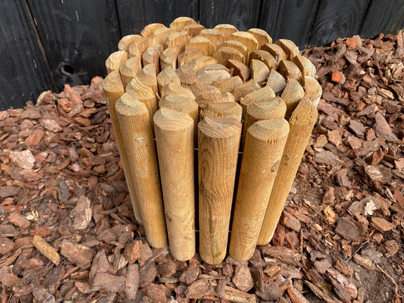 Holz-Rollbordüren-Set 8-teilig - braun imprägniert Höhe 30 cm, Länge 250 cm
