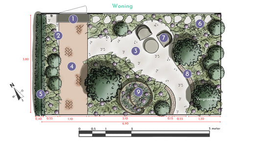 Tuinontwerp Linda - Kleine voortuin in natuurlijke stijl