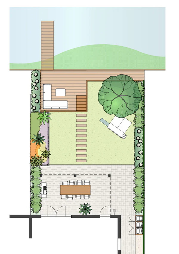 Tuinontwerp Ronald - Moderne achtertuin aan het water