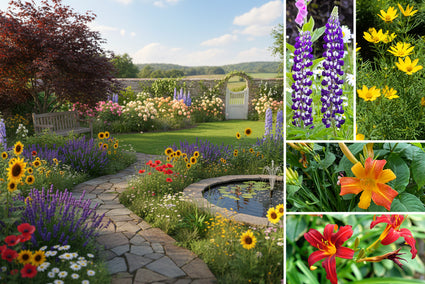 Beetpaket Hanne - Staudenmischung, Mehrfarbige Blumen - Sonne