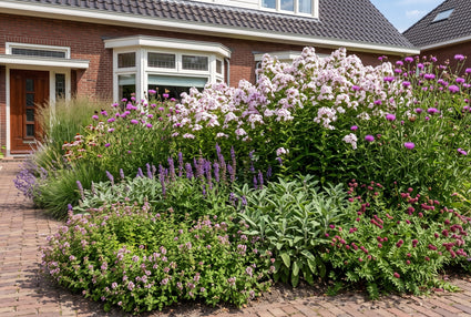 Saponaria officinalis met Kleine pimpernel, salie, Wilde marjolein en Knoopkruid