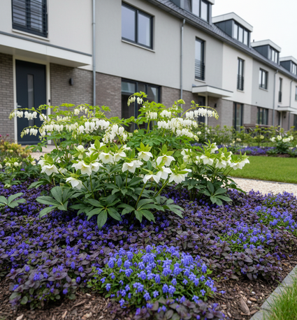 Beetpaket Annet – Frühblühende Gartenpflanzenmischung – Blau und Weiß – Teilweise Sonne