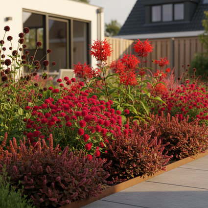 Beetpaket Dina - Stauden Präriegarten mit roten Blüten - So