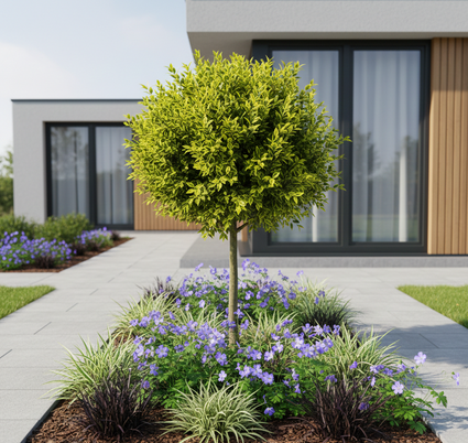 Japanischer Kardinalhut – Euonymus fortunei 'Canadale Gold' am Stiel