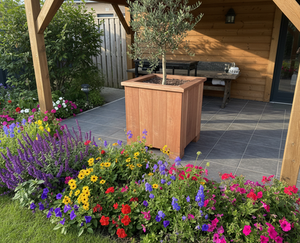 Quadratischer Pflanzkübel FSC Hartholz 50x50x50 cm