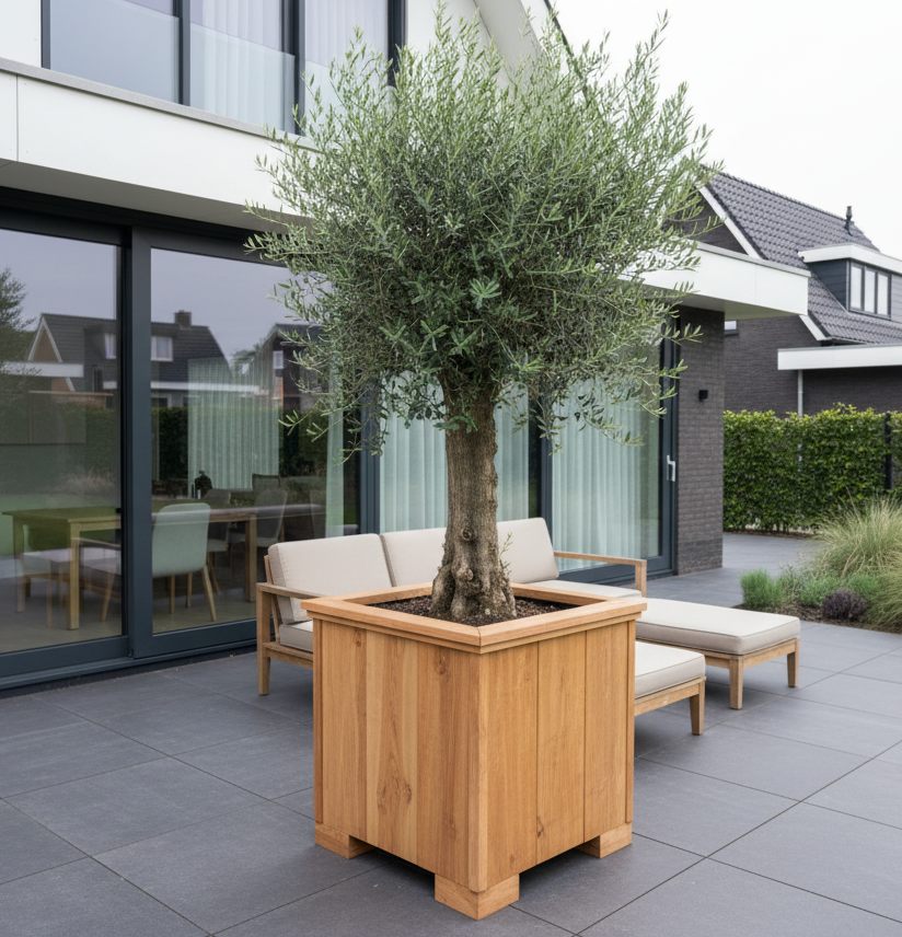 hardhouten plantenbak ca 45x45 cm