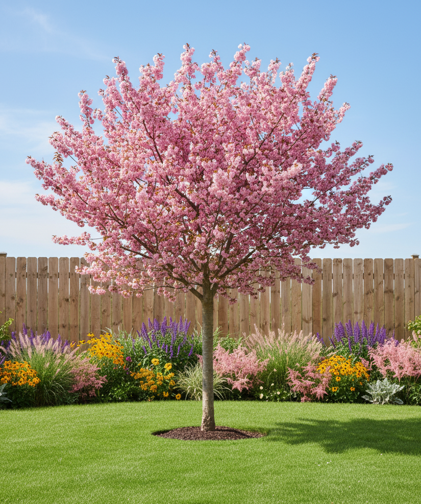 Japanische Zierkirsche (Rosa) - Prunus serrulata 'Kanzan' Hochstammbaum