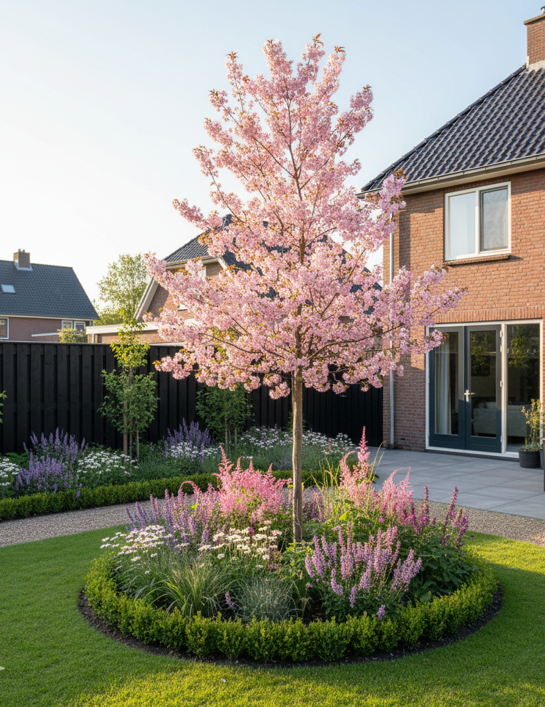 hoogstam roze sierkers boom Prunus-serrulata Amanogawa