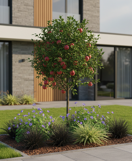 Apfelbaum (Malus domestica) an einem hohen Stamm