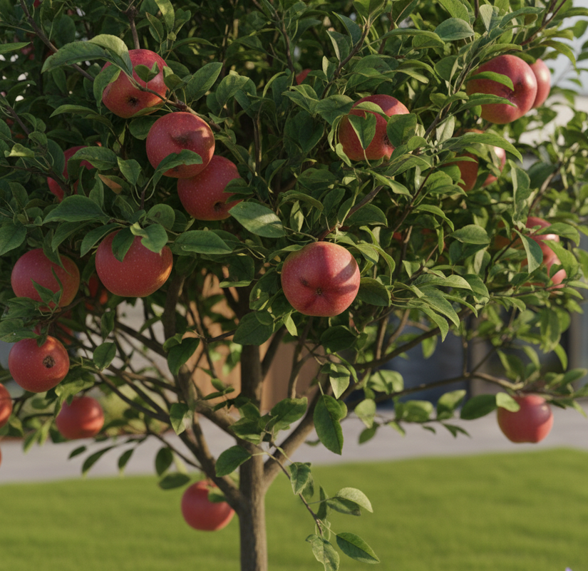 Apfelbaum (Malus domestica) an einem hohen Stamm