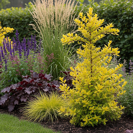 ai sfeerbeeld met combinatie met heuchera, struisriet en salie.