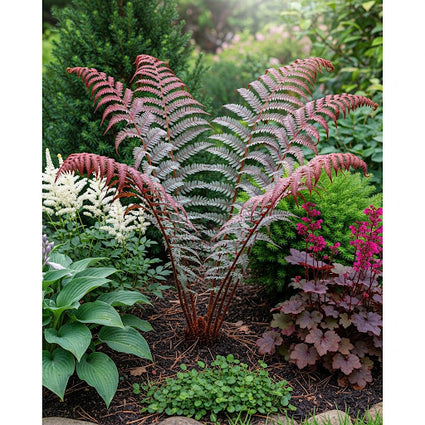 Weiblicher Farn - Athyrium nipponicum 'Red Beauty'